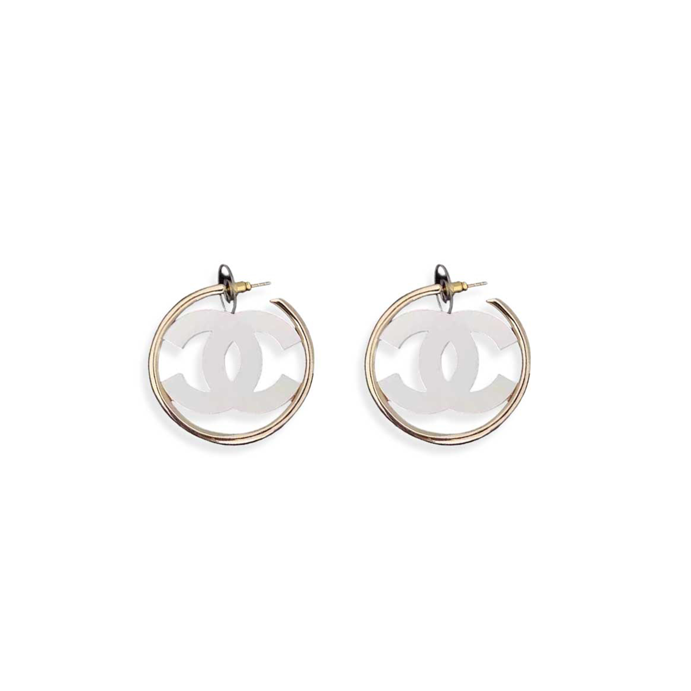 Ch**el double c acrylic large hoop earrings